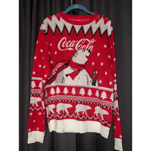 Ugly Christmas Sweater Xmas Size Large Coca Cola Coke - Picture 1 of 3